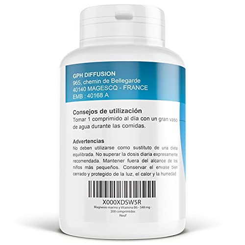 Magnesio marino y Vitamina B6-548 mg - 200 comprimidos