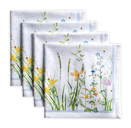 Maison d' Hermine Fleurs De Mai - Juego de 4 servilletas 100% algodón, suaves y cómodas, perfectas para cenas familiares, bodas, cócteles, cocina, Acción de Gracias, Navidad (45 cm x 45 cm)