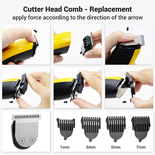 Máquina Cortar Pelo, Axceed Recortadora Barba y Cortadora Pelo Hombre, Cortapelos Inalámbrico con Potentes Baterías de Litio Recargables Incorporadas (amarillo)