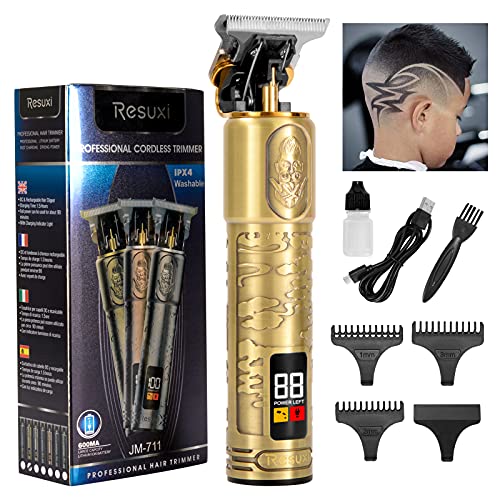 Maquina Cortar Pelo Inalámbrico Cortapelos Hombre Profesional Renovada Recortadora de Barba Eléctrica con Pantalla LCD, Cortador de Pelo Barba Kit con 3 Peines Guía, Maquinas de Afeitar Recargable
