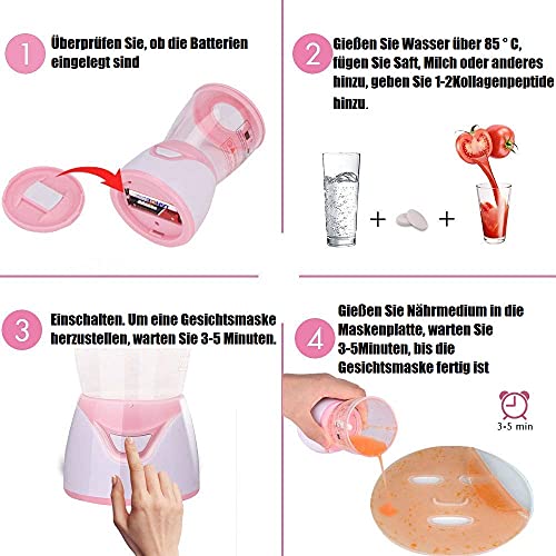 Máquina para Hacer Mascarillas, Mini Facial Tratamiento Facial DIY Máscara de vegetales de frutas natural SPA Cuidado de la piel con tabletas de colágeno efervescentes (01)