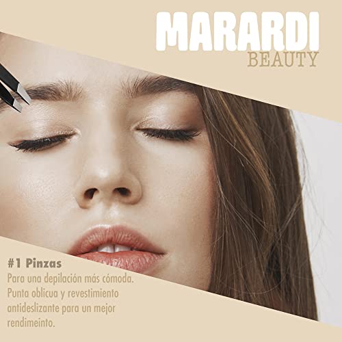 MARARDI Pack de 2 Pinzas de Depilar [9 CM] Tweezers Profesionales con Acabado Antideslizante para Depilación con Precisión Herramienta de Cuidado Facial para Mujeres y Hombres