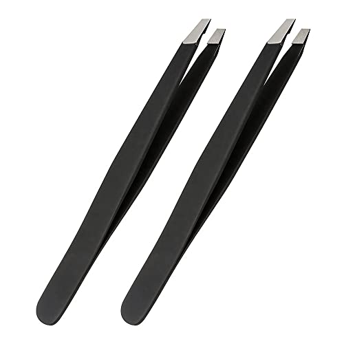 MARARDI Pack de 2 Pinzas de Depilar [9 CM] Tweezers Profesionales con Acabado Antideslizante para Depilación con Precisión Herramienta de Cuidado Facial para Mujeres y Hombres