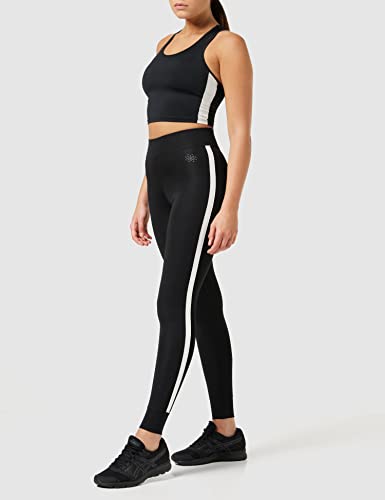 Marca Amazon - AURIQUE Leggings de Deporte con Banda Lateral Mujer, Negro (Black), 44, Label:XL