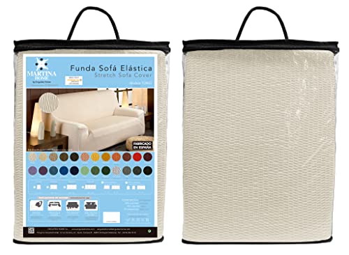 Martina Home Tunez Funda Elástica para Sofá, Tela, Beige (Marfil), 2 Plazas (120-190 cm)