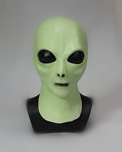 Máscara de terror de látex Traje de miedo Látex Resplandor Alien Máscara de fiesta Disfraz Adulto Unisex Talla única (Verde)