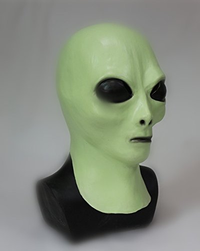 Máscara de terror de látex Traje de miedo Látex Resplandor Alien Máscara de fiesta Disfraz Adulto Unisex Talla única (Verde)