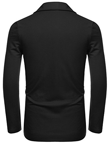 MAXMODA Blazer Hombre Slim Fit Chaqueta Blazer Casual Botón Negro L