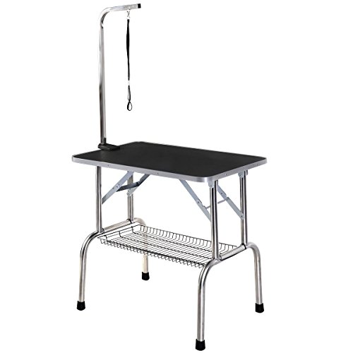 MaxxPet Mesa de Peluquería Canina – Posible de Atar la Correa. 90 x 60 x 170 cm – Negro
