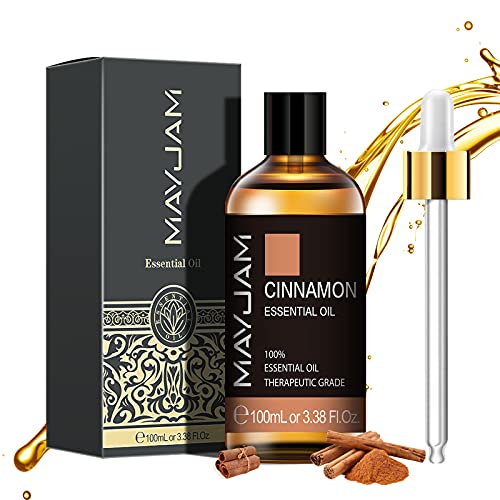 MAYJAM Aceites Esenciales de Canela 100 ml, 100% Aceites Esenciales Naturales Puros, Aceite Esencial de Aromaterapia de Grado Terapéutico, Aceites de Fragancia para Difusor Humidificador Relajación