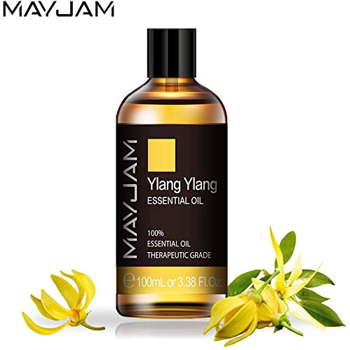 MAYJAM Aceites Esenciales de Ylang Ylang 100 ml, 100% Aceites Esenciales Naturales Puros, Aceite Esencial de Aromaterapia de Grado Terapéutico, Aceites de Fragancia para Difusor Humidificador