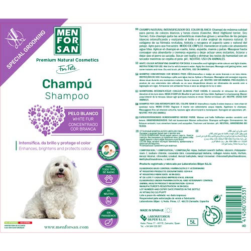 MENFORSAN Champú Pelo Blanco Perros 5 Litros