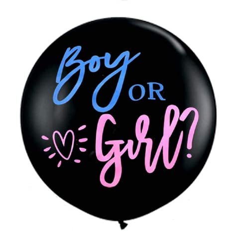 Meowoo Globos de Revelación de Género, Grande Látex Globos Boy or Girl 90cm Con Confeti Rosa y Azul para Fiesta Decoration (Negro)