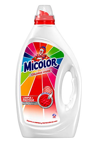 Micolor Gel Colores Vivos (30 lavados), detergente líquido para lavadora con tecnología recupera colores, jabón para ropa de color
