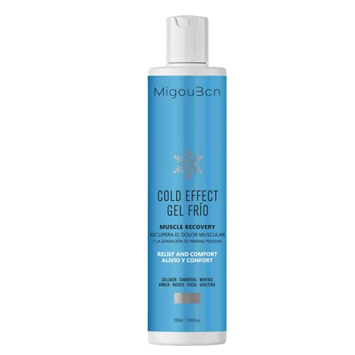 MIGOU BCN Gel efecto frio 250ml - Crema Masaje Recuperador Muscular Deportivo - Piernas cansadas - Con Arnica Colageno, Aminoacidos y aceites esenciales