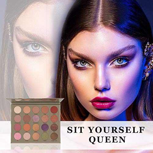 Mimore Paleta de maquillaje de sombra de ojos de 20 colores, sombra de ojos con brillo natural desnudo mate, polvo de sombra de ojos altamente pigmentado resistente al agua de larga duración