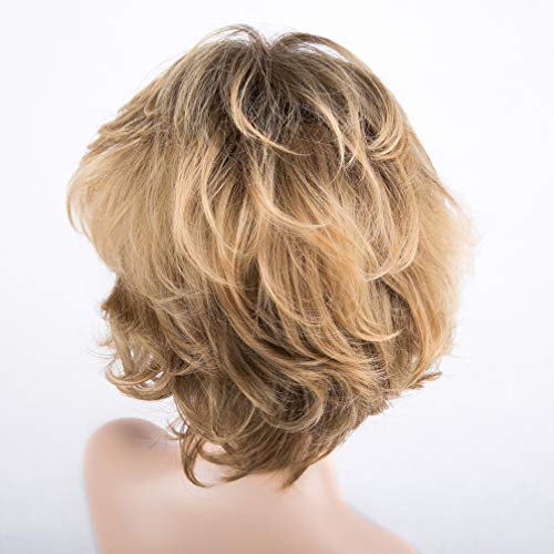 Minkissy Peluca Corta Rizada Amarilla Peluca Delantera de Encaje Peluca Natural Realista Pelo Sintético Resistente Al Calor