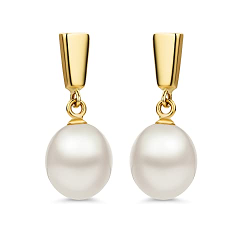 Miore Pendientes Mujer Pendientes gota Perlas de agua dulce Oro amarillo 14 Kt / 585