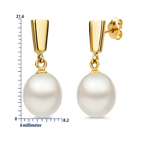 Miore Pendientes Mujer Pendientes gota Perlas de agua dulce Oro amarillo 14 Kt / 585