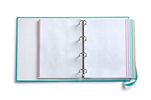 Miquelrius 14686 - Carpebloc Cuaderno, Archivador Carpeta con 4 Anillas con Bloc 100 Hojas Cuadriculadas, Carpesano Cierre Goma, color Turquesa