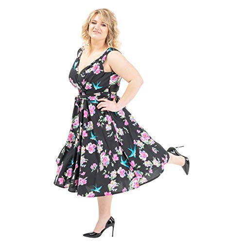 Miss Lavish London Vestidos de dama de honor vintage Rockabilly de los años 40 y 50 - negro - 48