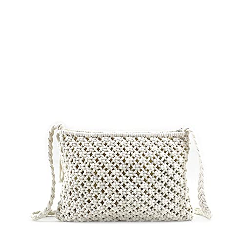 MODELISA - Bolso Sobre De Paja Borla Esparto Con Asa Hombro Para Mujer (Blanco)