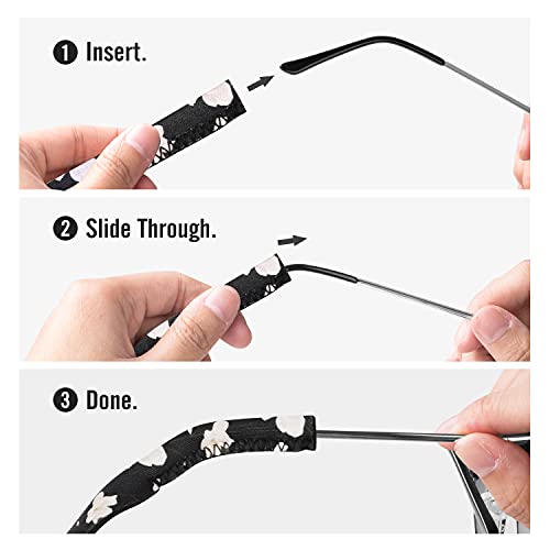 MoKo Correa de Gafas de Sol, [2 Paquetes] Cómodo y Suave Cuerda de Gafas de 100% Neopreno, Mantiene Sus Gafas de Seguridad ya Sea IR a Correr, Esquiar, Subir, Ver Concierto - Negro + Blanco Magnolia