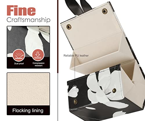 MoKo Estuche de Gafa para Almacenar 5 Anteojos, Gafas de Sol Presentación Gafas Pantalla, Organizador Portátil Caja de Cuero para Gafas Estuche para Guardar para Hombre y Mujer, Negro/Blanco Magnolia