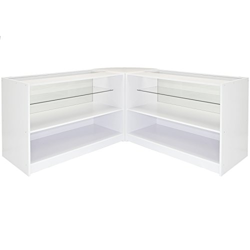 MonsterShop - Set Gemini con 3 Mostradores Comerciales Expositores de Tienda Blanco Brillante