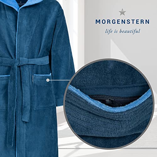 Morgenstern Albornoz Niños y Adolescentes Albornoces Algodón con Capucha Azul Talla 158-164 cm Albornoz niño 13 años Albornoz niño 14 años