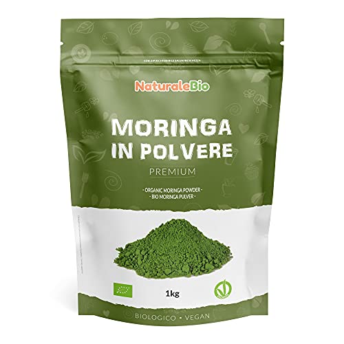 Moringa Oleifera Ecológica en Polvo - Grado Premium - de 1kg. Moringa Powder Organica. Bio, Natural y Pura. Hojas Recogidas de la Planta de Moringa Oleífera. NaturaleBio