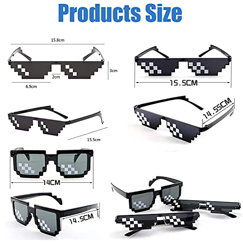 Mosaico Gafas de Sol, 3 Pack Gafas Thug Life, Gafas de Sol Thug, Gafas Pixeladas Niño, Gafas de Sol Niño para Fiesta Temática Disfraces Halloween, Photo Props, niños y Adultos