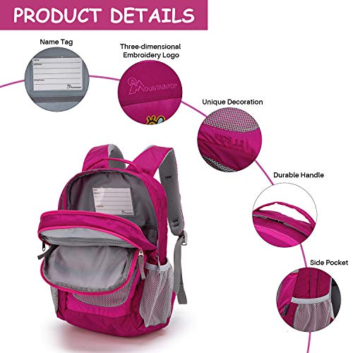 MOUNTAINTOP Mochila Escolar para Niños y Niñas Mochilas Infantiles Impermeable Ligera Mochila Infantil al Aire Libre 26 x 16 x 37cm