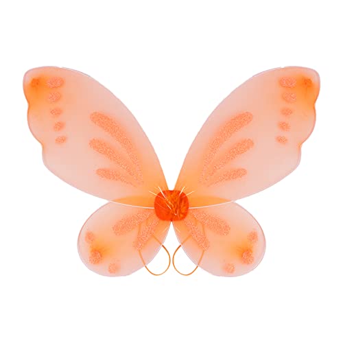 MSemis Alas de Hadas Niña para Fiesta Navidad Halloween Carnaval Alas de Mariposa Alas Multicolor de Fiesta Cumpleaños Disfraz Infantil W Naranja One Size