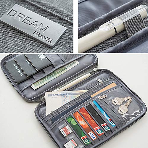 muxiao - Funda para pasaporte con organizador de bolsillo, bolsillo de viaje, para pasaporte, ID, tarjetas de embarque, documentos de viaje, ideal accesorio de viaje M Tiffany Blue