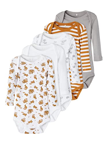 NAME IT NBNBODY 5P LS Bone Brown Noos Body, Color marrón, 3 años Unisex bebé