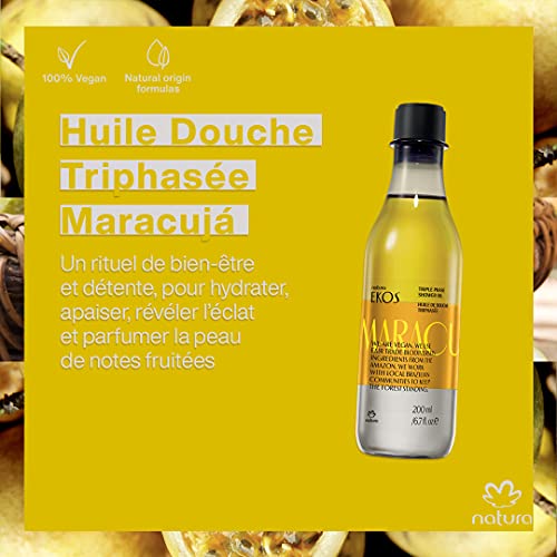 NATURA - Aceite de Ducha Trifásico Maracuja Natura Ekos - Hidrata y Protege la Piel - Para tu Bienestar y Relajación - Proporciona una Piel Suave y Radiante - 100 % Vegano - Cruelty Free - 200 ml