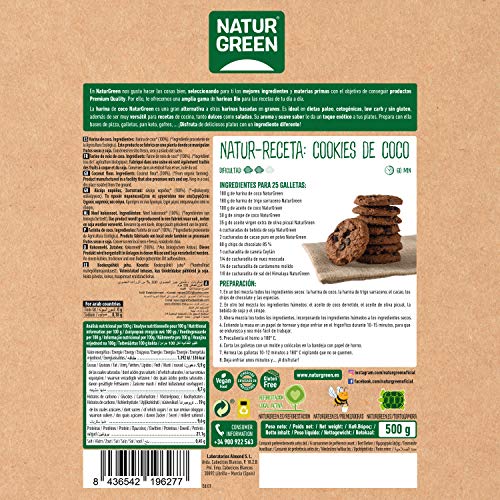 Naturgreen | Harina de coco BIO | Harina Ecológica Sin Gluten Sin Huevo| Especial repostería | 500 g