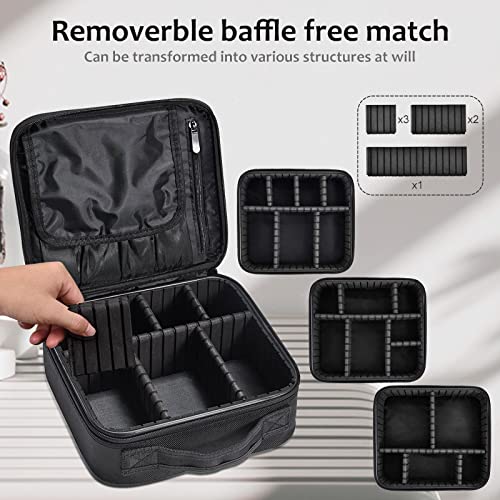 Neceser Maquillaje Portátil, Unipampa Bolsa de Maquillaje Cosméticos, Maleta de Makeup Profesional, Neceser de Viaje, Beauty Case de Viaje, Estuche de Maquillaje Impermeable con Divisores Ajustables
