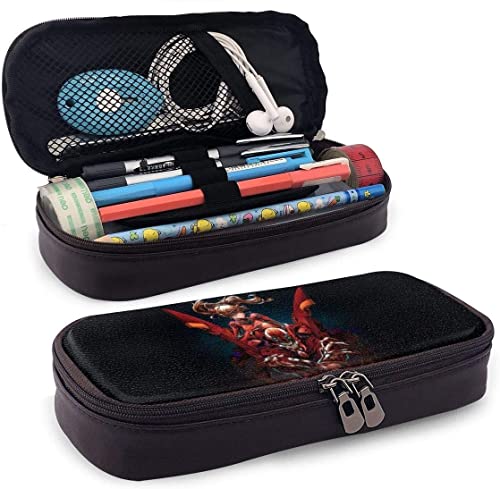 Neon Genesis Evangelion - Estuche de piel para lápices de oficina, estuche para bolígrafos de oficina, papelería, maquillaje, bolsa de doble cremallera, bolsa de 430