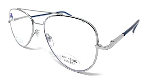 New Model Gafas de lectura con filtro bloqueo luz azul para gaming, ordenador, móvil. ULTIMA MODA Anti fatiga PILOTO unisex venice (Silver Blue, +3,00)