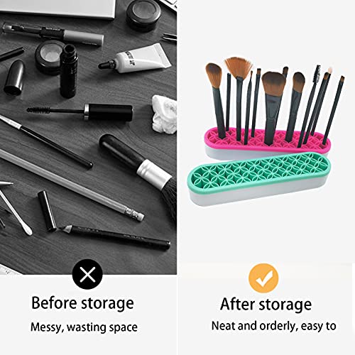 NICENEEDED 2Pcs Organizador de Almacenamiento Cosmético de Silicona, Soporte para Brochas de Maquillaje para Una Fácil Visibilidad, Vitrinas Cosméticas para Pintalabios Y Pinceles