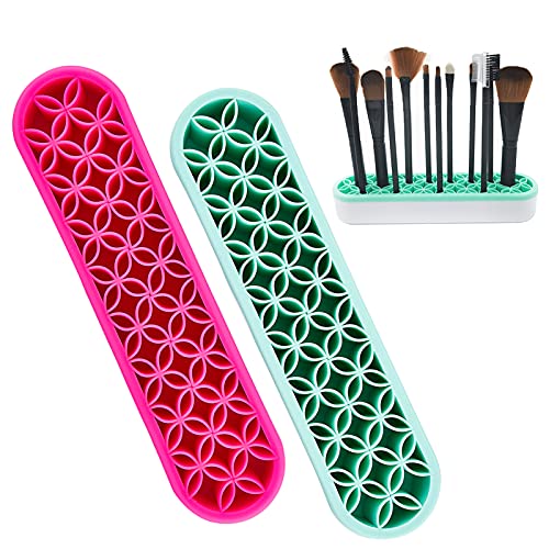 NICENEEDED 2Pcs Organizador de Almacenamiento Cosmético de Silicona, Soporte para Brochas de Maquillaje para Una Fácil Visibilidad, Vitrinas Cosméticas para Pintalabios Y Pinceles