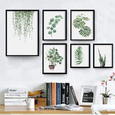 Nicole Knupfer 3pcs Art Vintage Poster Print Botanical Green Plantas Hojas Pop Ilustración Decoración de la pared (A,30x40cm)