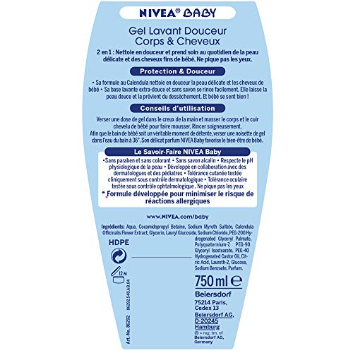 Nivea Baby Washing Gel Hair And Body Gentle 750 Ml