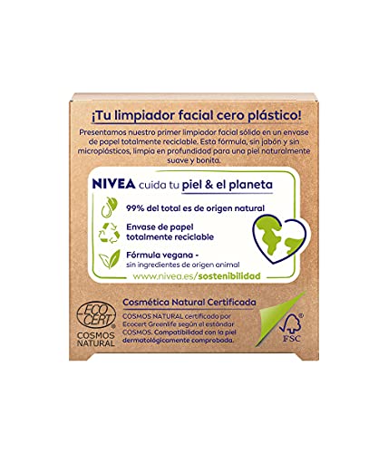 NIVEA Naturally Clean Exfoliante Facial Sólido Anti-imperfecciones (1 x 75 g), limpiador facial 99% de origen natural, pastilla limpiadora enriquecida con arcilla blanca