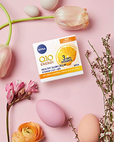 NIVEA Q10 Energy Healthy Glow Face Day Cream (50 ml), crema de día energizante, crema facial para mujeres, crema hidratante, crema facial con Q10, vitamina C y vitamina E