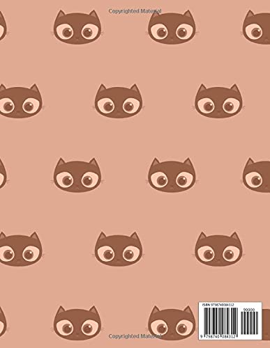 Notebook Strawberry Blonde Color Cute Lovely Cat Face Patterns Cover Lined Journal: 21.59 x 27.94 cm, Pretty, To Do List, Work List, Daily, 8.5 x 11 inch, Hour, A4, 110 Pages, Planning