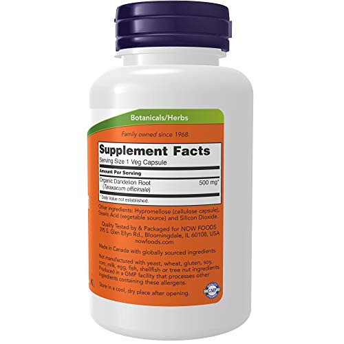 NOW 500mg Raíz de Diente de León 100 Cápsulas 200 g