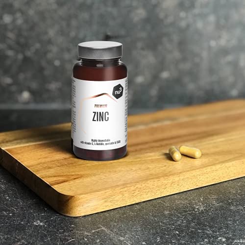 nu3 Zinc Premium - Suplemento de zinc (10 mg) y vitamina C (80mg) - 120 capsulas veganas con L-histidina – Fortalece el sistema inmunológico - Protege las uñas, piel y el pelo del daño oxidativo